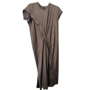 ROUCHA Satin Gathered Front Maxi Dress Brown NWT Sz‎ BB (Medium Short)